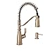 Moen Nolia Bronzed Gold One-Handle Pre-Rinse Spring Kitchen Faucet with Pull Down Sprayer, Single Hole Kitchen Sink Faucet with Soap Dispenser, 87886BZG