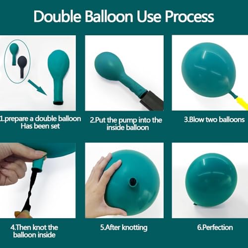 Image of Teal Blue Balloons Double Stuffed Mint Blue Balloon Garland Arch Kit Metallic Peacock Balloons Different Sizes for Birthday Baby Shower Winter Bridal Prom Party Decorations