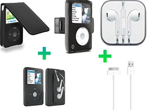 iPOD Classic Ultimate Bundle (5 itmes) , Leather flip case, Armband case ,Silicone case + Oem Acessories