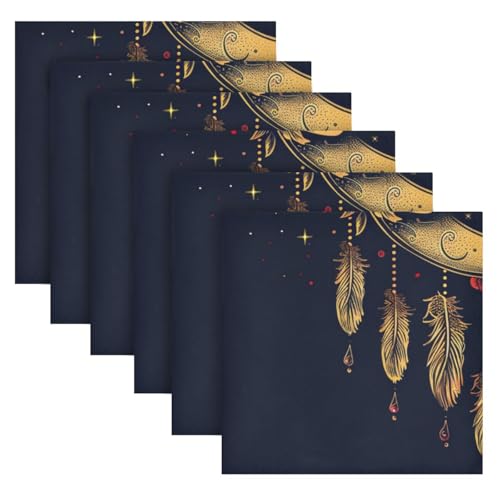 Servilletas de Tela Boho Multicolor Set x6 20x20 pulg miniatura 2