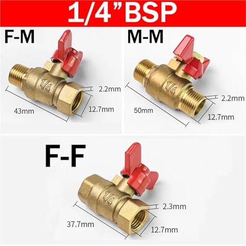 Robinet à boisseau sphérique 1/8 BSP mini vanne d'arrêt laiton femelle femelle lot de 5