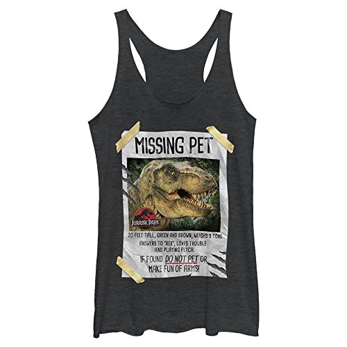 Jurassic Park Womens Missing Pet Women's Racerback Tank Top Shirt, Black Heather, X-Large US by Jurassic Park - Used condition - US$16.27