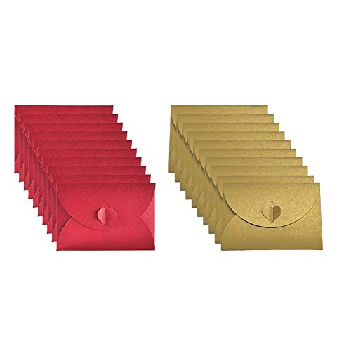 JOYISEN 50 STKS Kraft Papier Enveloppen Mini Handgemaakte Rode en Gouden Enveloppen met Hartsluiting - Afbeelding 7