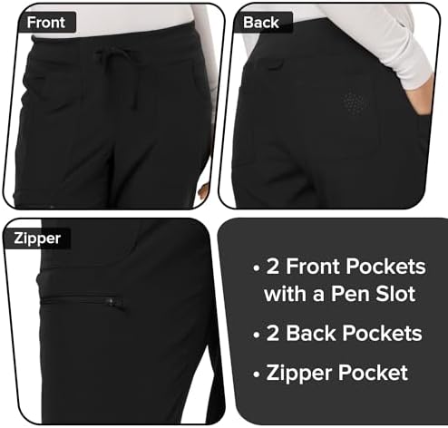 HeartSoul Women's Medical Scrub Jogger Pants Contemporary fit Drawstring Waistband Jogger with 5 Pockets - HS030, XS, Black - 4