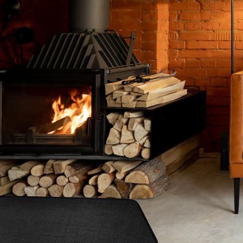 Feuerfeste Unterlage Kamin, Feuerschutzmatte Hitzeschutzmatte Brandschutzmatte für Kaminofen, Glasfaser Feuerfeste Matte Hitzebeständige Unterlage zum Schutz des Bodens Vor Funken (102 x 50 cm)