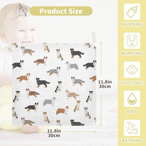 Image of vvfelixl Golden Retriever Dog Baby Burp Cloths Baby Muslin Washcloths for Boys Girls Cotton Baby Face Towel for Newborn Infants Soft and Absorbent 11.8 X 11.8 in, 5 Pack