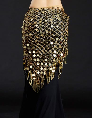 CRETUAO Lenço feminino de dança do ventre quadril brilhando lantejoulas vazadas malha dança do ventr