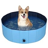 Decorlife 40"x12" Foldable Hard Plastic Pool for Dogs, Multi-Use Pet Tub for Bathing, Swimming, Wadi