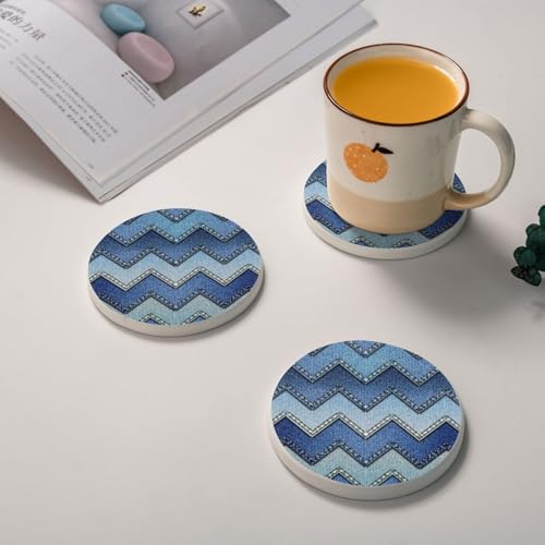 Dessous de verre en diatomite imprimé denim dégradé bleu