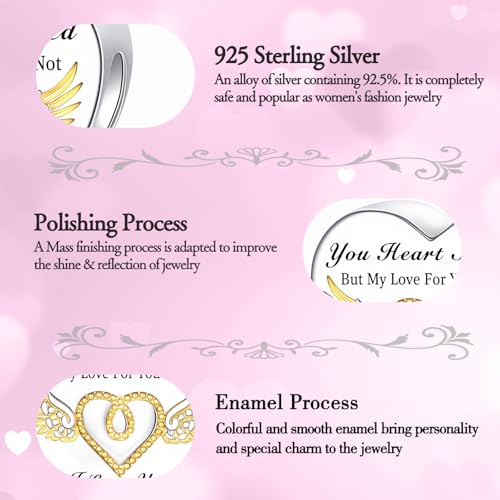 gymolo Love Angel Heart Charms 925 Sterling Silver Bead Charm for Pandora Bracelets and Necklaces for Woman Dangle Pendant Bead,Jewelry Gifts by gymolo - Used condition - Image 5