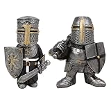 LIULINY Gothic Ritter Wächter Zwerg, Mini Gartenzwerge Ritter Figur, 12.5cm Tall Mittelalterlicher Europäischer Kreuzritter Dekoration, Wasserdicht Harz Ornament für Hof Rasen Garten Dkorationene (A)