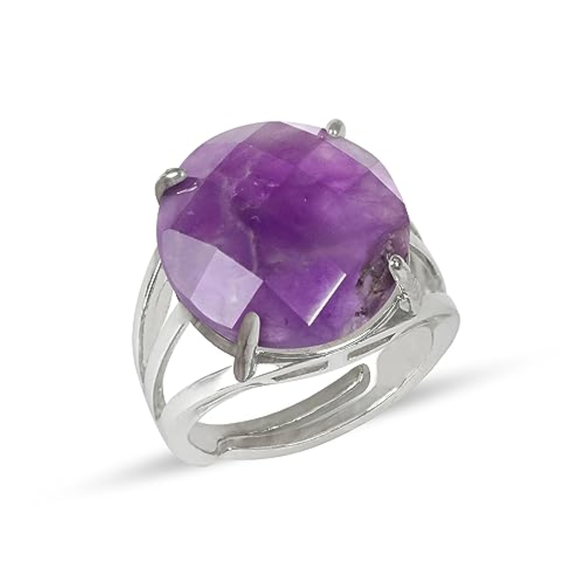 Adjustable Gemstone Ring Set with Amethyst and More