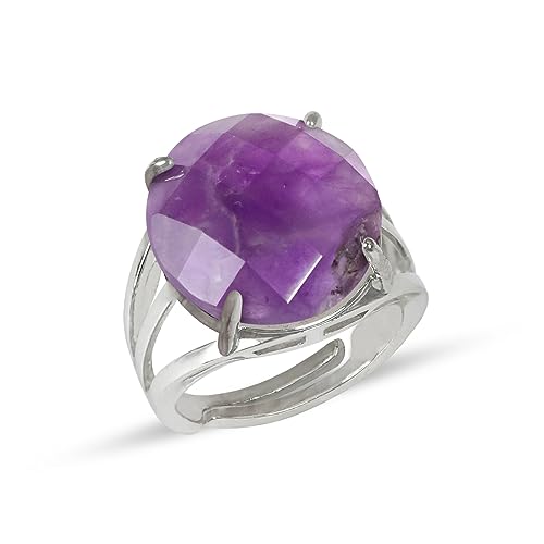 Image of Reiki Crystal Products Adjustable Rings, Round Cutting, Amethyst, Black Tourmaline, Goldstone brown, Green Jade, Lapis Lazuli, Opalite, Red Jasper, Rose Quartz, Tiger eye, Gemstone Ring