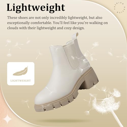 Chelsea Boots Women Short Boots for Women Dressy Ankle Boots Womens Platform Chunky Heel Boots for Women Fall booties Para Mujer Waterproof - Image 4
