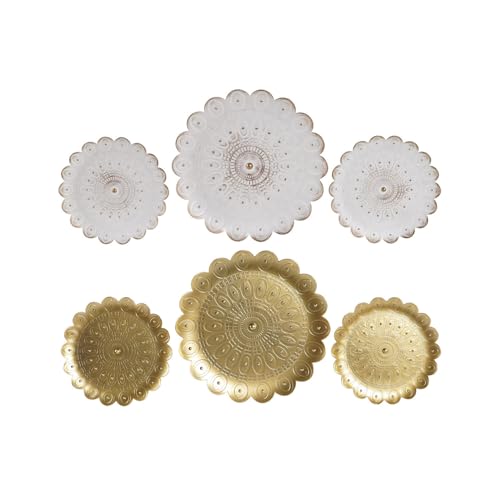 Décoration murale triptyque miroirs PP décapé 35x35 cm pour salon bohème - 2