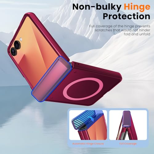Image of WRJ for Samsung Galaxy Z Flip 8 Case Built-in Screen Protector,Hot Pink