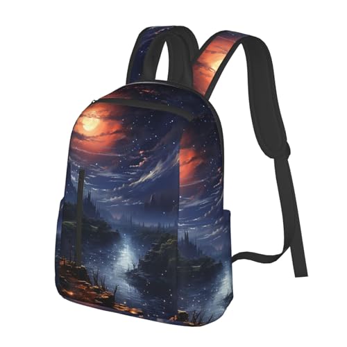 Casual Backpack for Women Men Midnight starry sky Lightweight Daypack Large Capacity Nurse Bag2