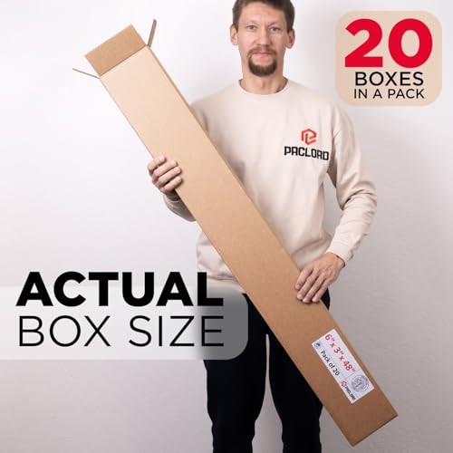 Image of Tall Cardboard Boxes 6 inchL x 3 inchW x 48 inchH (Pack of 20) - USA-Made Packing Boxes for Moving, Shipping, or Storage - USPS, UPS, FedEx Approved - Professional Packing Supplies for Moving | USA-Made Packing Boxes for Moving, Shipping, or Storage - USPS, UPS, FedEx Approved - Professional Packing Supplies
