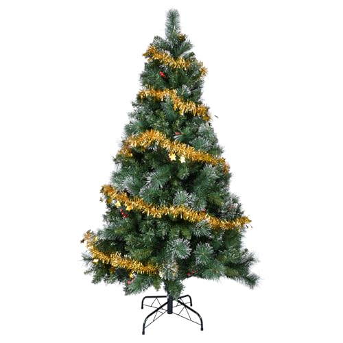 YEAUPE PRO Árbol de Navidad Artificial de 180 cm con Bayas Rojas | 800 Puntas de PVC | Conexión de 3 Secciones, Incluye Base | para Hogar, Sala de Estar y Hotel