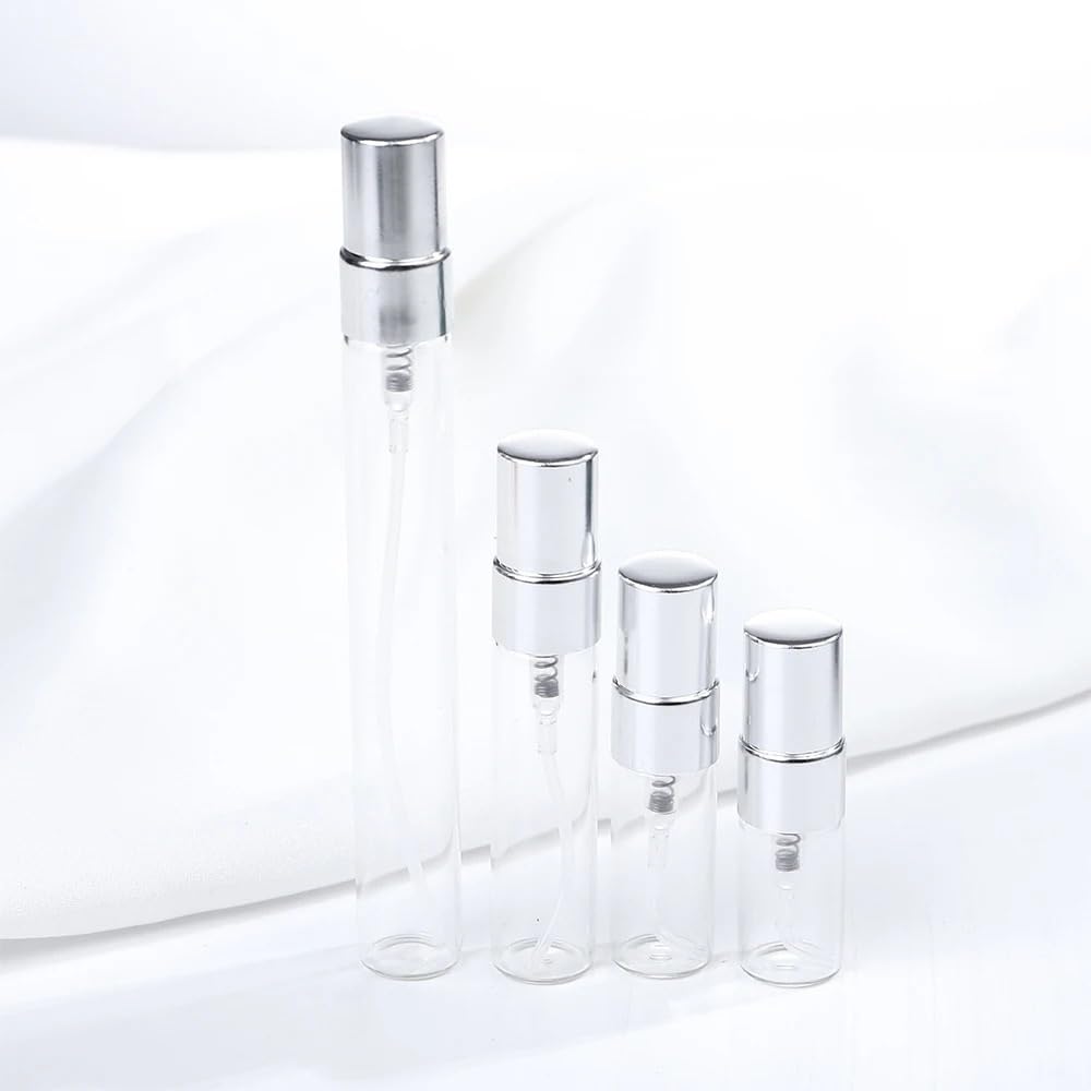 Vaporisateur Lot de 50 flacons vaporisateurs rechargeables 2 ml, 3, 5 et 10, mini vides, contenants atomiseurs(Silver,10ml)