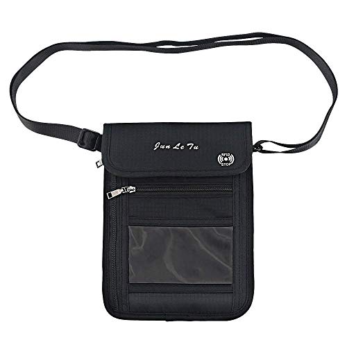 Number-One Neck Pouch Travel Wallet Passport Holder with RFID Blocking Waterproof Travel Security Bag for Your Money Credit Cards Cell Phones