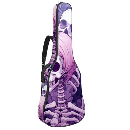 Sac guitare acoustique crâne rose housse étanche 42.9 pouces pour transport quotidien