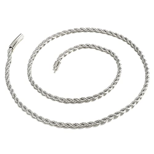 Collier acier inoxydable durable maille corde finition haut de gamme
