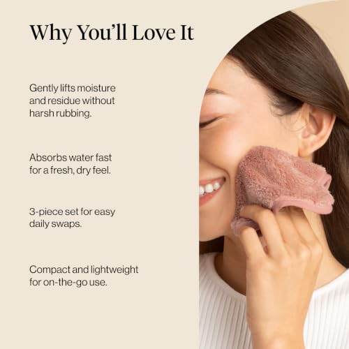 Kitsch Microfiber Face Towels 3pc Set | Clean Towels for Face - Terracotta | Reusable Microfiber Face Cloth for Daily Use, Facial Towel, Gentle Cleanse Face Wipes Alternative, Absorbent Quick Dry Cloths - image 5