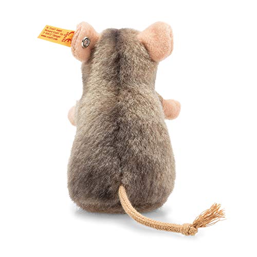 Steiff Piff Maus aufwartend - 10 cm - Kuscheltier für Kinder - Plüschmaus - waschbar - grau (056222)