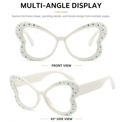 Image of Butterfly Shape Glasses for Women Retro Clear Flat Lens