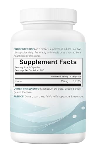 image for Micro Ingredients Niacin 500mg Per Serving, 400 Capsules | Flush Free 