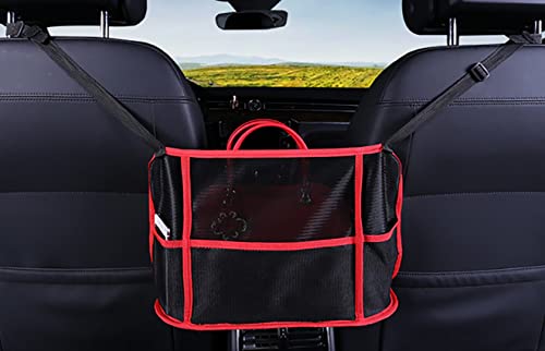 1 Pack Car Net Pocket Handbag Holder, Large Capacity Car Net Pocket Handbag Holder Between Seats, Car Purse Holder, Car Net Bag Barrier Of Back Seat Pet Kids Fit Most Vehicle Car (Red Black) #TOP15