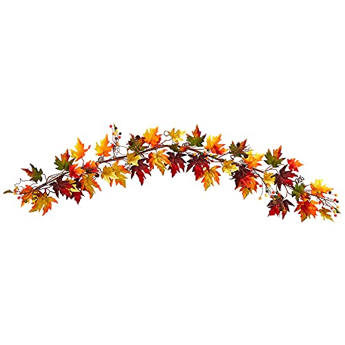 Nearly Natural 6ft. Autumn Maple Leaf and Berry Fall Garland