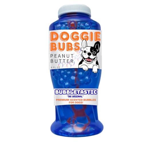 Bubbletastic Peanut Butter Scented Dog Bubbles 8 Ounce Bottle, Non Toxic, Tear Free