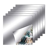 QUOTRE 6 Stück Spiegelfolienfolien Wandaufkleber, 15 x 15 x 0.2CM Spiegel Selbstklebende Flexible Spiegelfolien für Möbel Schlafzimmer Wanddekoration