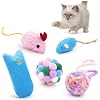 5Pcs Cats Toys Set, Interactive Kitten Toy for Indoor Kitty with Fuzzy Bell Balls Crinkle Catnip-Filled Toys Ball of Yarn Mice for Boredom Relief & Exercise – Mixed Color