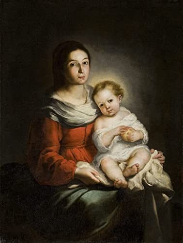 Cuadro de Virgen con el Niño de Murillo lienzo clásico 60x90cm