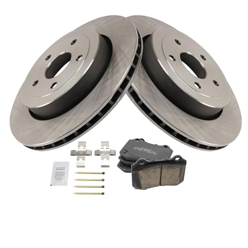 Image of TRQ Rear Brake Pad and Rotor Set Ceramic Compatible with 2006-2010 Jeep Grand Cherokee