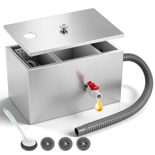 YUCHENGTECH öLabscheider Abwasser 22L 40x24x23cm Fettabscheider Gastronomie Kommerzieller Fettabscheider Fettabscheider Gastronomie mit 1 oberen Einlass für Restaurant Küchen Abwasser