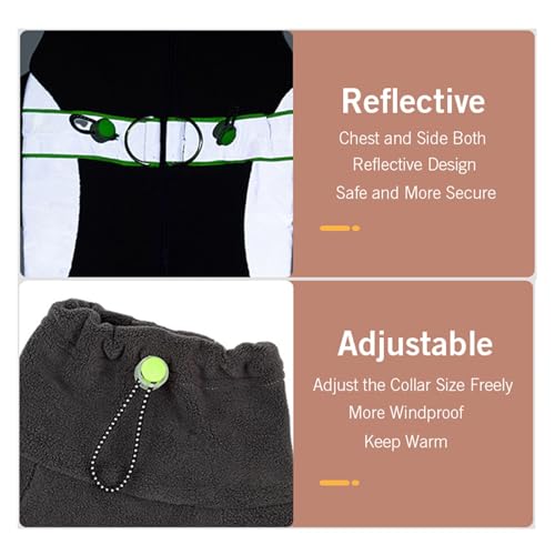 Warmer Fleece-Hundemantel mit Beinen, sicher, reflektierend, vollständig geschlossen, schneidbarer Bauch, kleine Hunde, Herbst, Winter (Graublau, Größe 2XL)