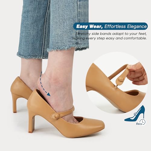 Womens Mary Janes Chunky Heels Square Toe Pumps3