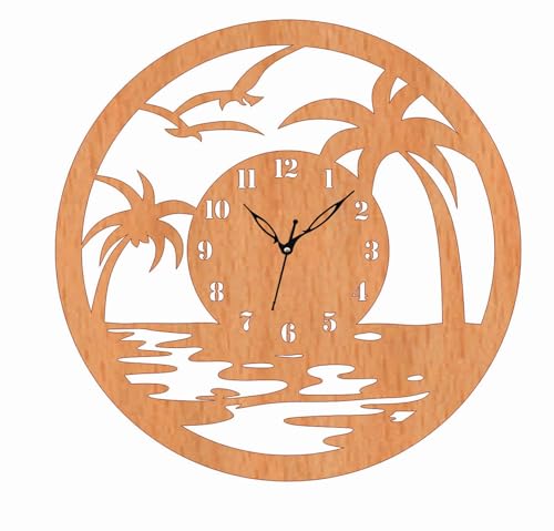 Image of ADK Wooden MDF Wall Clock Trendy Fancy Antique Design Silent Battery Operated Ticking Movement Clock -No Frame for Home /Kitchen /Office / 14