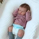 bebe reborn barato por 100 reais 🎁【Paquete】destaca por sus mofletes sonrosados, su carita redonda y un suave cabello marrón; incluye como acesorios un pañal, chupete con cadena, ropa bonita.Ideal para niñas y niños, también para coleccionistas