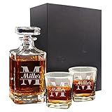 Personalized Whiskey Decanter and 2 Glasses Set - Custom Engraved with WPS Design
