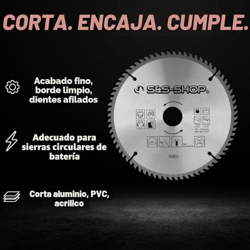 Miniatura 2 de Hoja De Sierra Circular Para Aluminio Y Plástico, Diámetro 210 X 30 Mm, 72 Dientes, Metal Duro, Para Sierra Circular, Sierra De Inmersión, Uso Universal