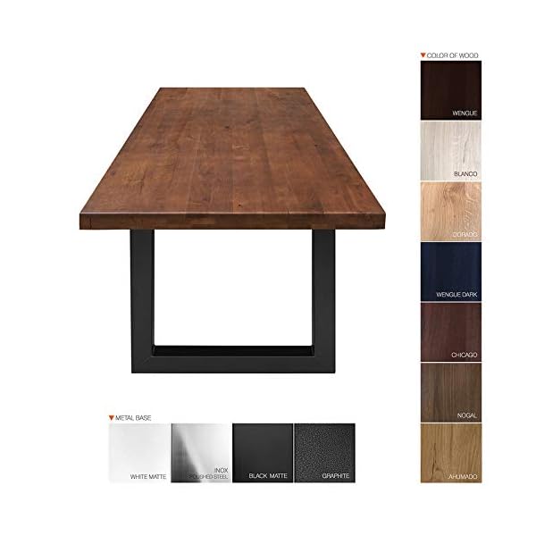 COMIFORT NR-CHG+X Dining Table - Furniture for Living Room Office Robust Modern Solid Oak Chicago, X-Form Steel Legs - Image 4