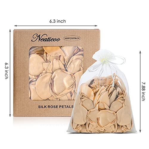Neaticoo Silk Rose Petals 300Pcs Light Brown Flower Petals For Weddings Flower Girl Basket Fake Rose Petals For Wedding Anniversary Party Romantic Night Decoration (Gold) #TOP3