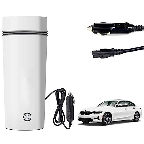Image of Oshotto 12V Portable Electric Kettle Cup Stainless Steel Electric Kettle Auto Shut-off For Travel Camping, Road Trip Compatible with BMW 3 Series 2020-2026 (350ml) - White