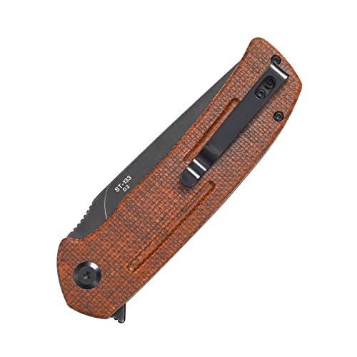 Sitivien-ST133-Folding-KnifeD2-BladeMicarta-Handle-EDC-Tool-Knife-for-Outdoor-Camping-HikingBrown