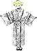 JapanBargain, Japanese Women's Cotton Yukata Easy Kimono Bath Robe Traditional Pajama, Bamboo Pattern, White Color, 54 inch, Made in Japan, Small Size